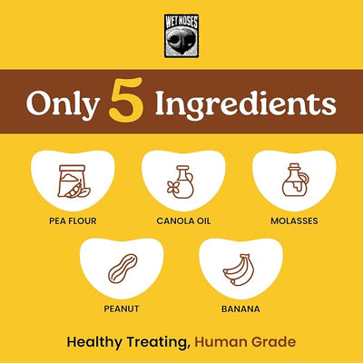 Wet Noses Organic Crunchy Dog Treats Grain Free – All-Natural, Human-Grade, Non-GMO, Healthy Training & Delicious Snacks for Dogs, for All Dog Sizes & Breeds – Peanut Butter & Banana, 14oz (2 Pack)