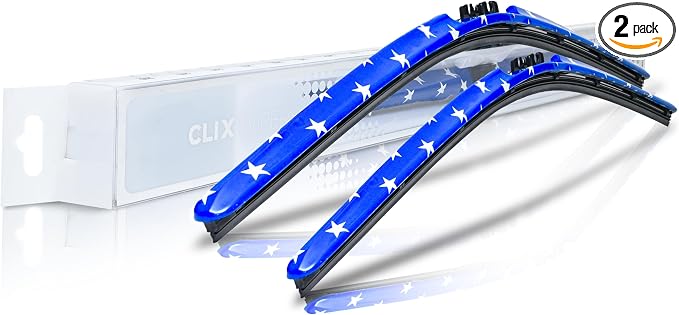 Clix Wipers Windshield Wiper Blades 14"/14" Set of 2, Fits Jeep Wrangler TJ and LJ, All-Weather Premium Replacement Wipers with Quick Clips, 1997-2006 Jeep Accessories, Stars