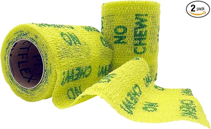 PetFlex No Chew – Flexible Self-Adhering Elastic Bandage for Wound Care – First Aid Wrap for Small Animals Like Dogs, Cats, and Other Pets - 3 inch, 2 Rolls