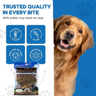 Loving Pets Pure Buffalo Lung Steaks – Natural Single Ingredient Buffalo Dog Treats – High Protein Chewy Dog Snacks for Everyday Reward – Grain Free, Long-Lasting Treats for Small, Medium & Large Dogs