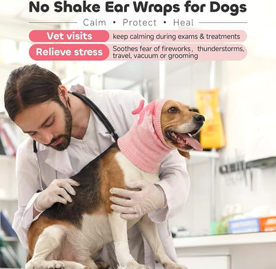 Nanaki No Shake Ear Wraps for Dogs Hematoma,Breathable Dog Ear Cover | Cute Shark,Anxiety Relief Pet Ear Muffs Noise Protection,Dog Calming Hoodie for Grooming, Fireworks, Thunder,Vet Visit,Travel