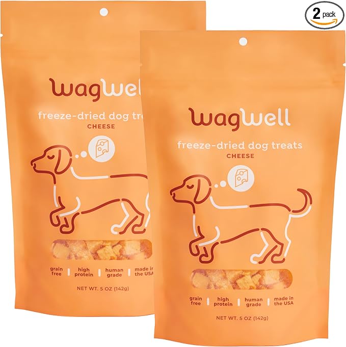 Freeze Dried Dog Treats, Cheese Flavor | Training Treats, Food Topper, Healthy Snack for Dogs | Human Grade, Grain Free, High Protein | All Natural, Made in USA | 5 oz Bag, 2 Pack