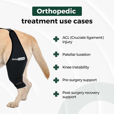 Ortocanis Dog Knee Brace for Hind Leg Support – Flexible Neoprene Knee Brace for Dogs with Joint Instability, Torn ACL, Limping or Osteoarthritis – Comfortable Support for Recovery (XXXS, Left Leg)