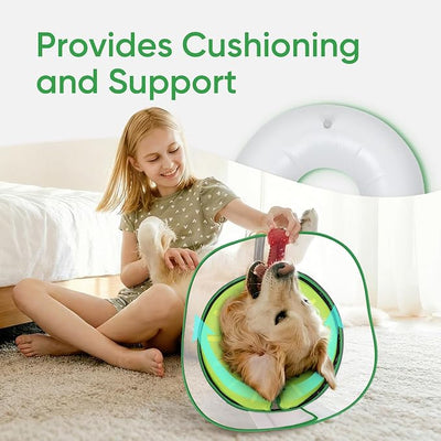 Supet Raised Inflatable Dog Cone After Surgery - Adjustable Recovery Donut Collar with Removable Shield to Stop Licking Wounds & Protect Stitches - Soft Dog Cone Alternative for Small Dogs (Kiwi,S)