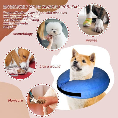 Inflatable Dog Cone Collar-Soft Protective Cone for Dogs After Surgery,Dog Donut Collar for Large Medium Small Dogs and Cats (Blue,Large)