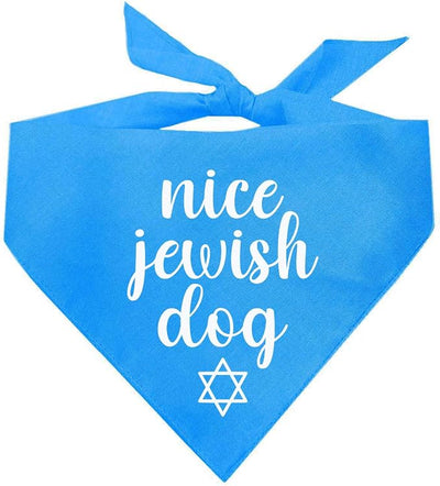 Nice Jewish Dog Bandana | 100% Cotton | Made in USA | Passover | Hanukkah | Yom Kippur | Rosh Hashanah | Jewish Celebration | Bar & Bat Mitzvah | Turquoise, X-Small (930)