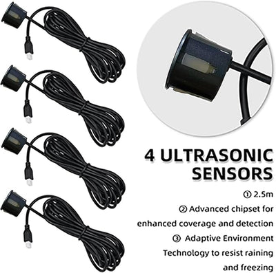 Car Reverse Backup Parking Sensor Radar System kit The LED Display with 3 Colors can Both Shows Distance Data and warn You with beep Sound Adjustable Volume Compact and Easy to Install