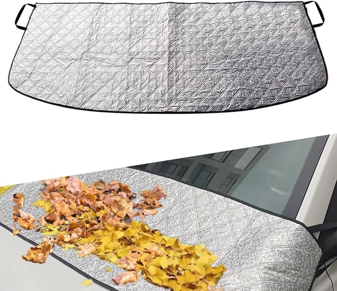 1 PC Car Front Windshield Rain Trough Protection Cover, 66.9" x 17.7" Wiper Dust Frost Proof Cover for All Seasons, Adsorption Non-Destructive Installation Cover, Universal for Cars (Silver)
