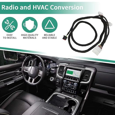for 2013-2018 Ram Truck 8.4 UConnect Conversion Upgrade Harness 7 Speed Fan HVAC