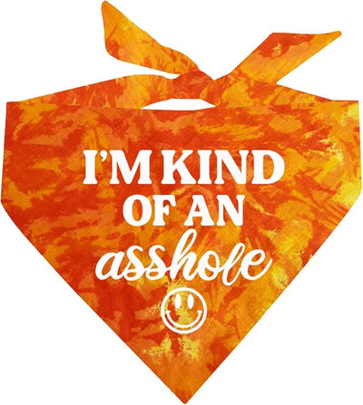 I'm Kind of an A (Problem) Dog Bandana | 100% Cotton Tie Dye Triangle | Made in USA | Do Not Pet | Funny Warning for Reactive or Moody Dogs | One Size | Orange Scrunch (31)