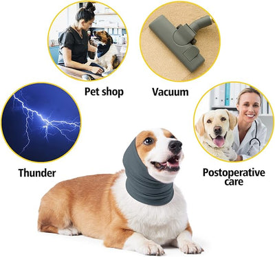 No Shake Ear Wraps for Dogs,Soft Dog Calming Hoodie Dog Ear Cover Ear Muffs for Anxiety,Grooming,Bathing,Swim,Noise Protection Quiet Ear for Dogs,Light Blue M
