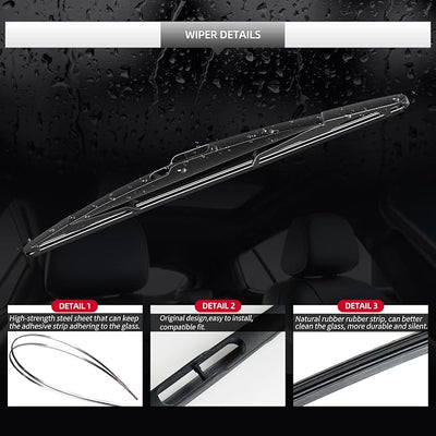 Rear Wiper Blade Assembly, Back Windshield Wiper Blades Arm Accessories Replacement for Ford Edge 2007-2014, Rear Wiper Blade and Arm Set for 2007 2008 2009 2010 2011 2012 2013 2014.
