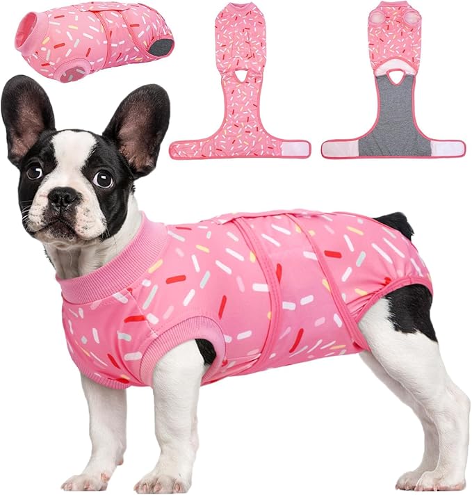Recovery Suit for Dogs, Dog Recovery Suit Female Doggie Onesie for Surgery, Post-Op Onesie for Female & Male Dogs, Soft Protective Wear, PinkRibbon M