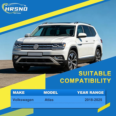 HRSNO® Wiper Blades:3-Pack Windshield Wipers for Volkswagen Atlas 2018-2025-All-Season Beam Design-Quiet Streak-Free-Exact Fit Replacement for Volkswagen Cars (26"/22"/12")