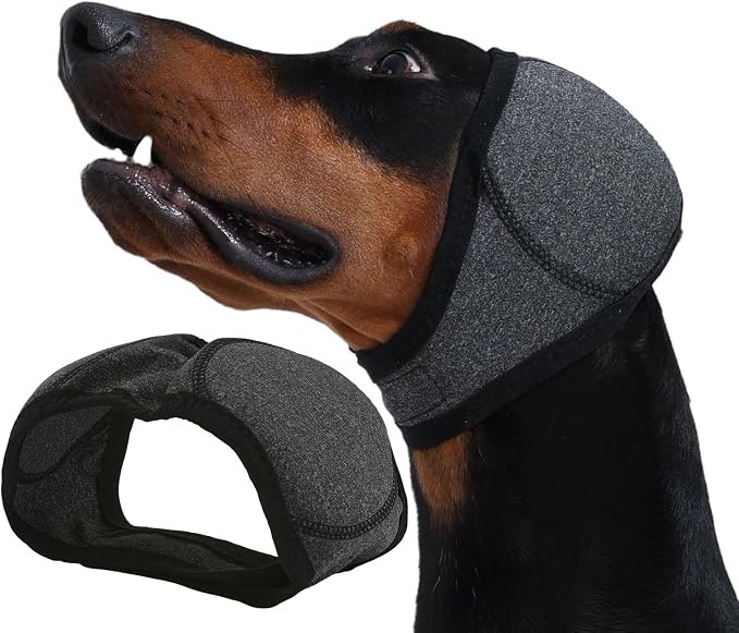 Dog Ear Muffs & Swim Cap and No Shake Ear Wrap for Bathing, Hematoma, Drying & Noise Anxiety Relief - Elastic Waterproof Ear Protection with Calming Hoodie for Grooming