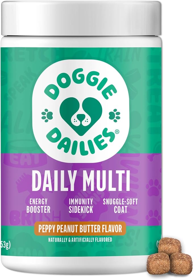5 in 1 Multivitamin for Dogs, Dog Multivitamin for Skin and Coat Health, Joint Health, Improved Digestion, Antioxidants, Support a Healthy Immune System (Peanut Butter) 225 Soft Chews