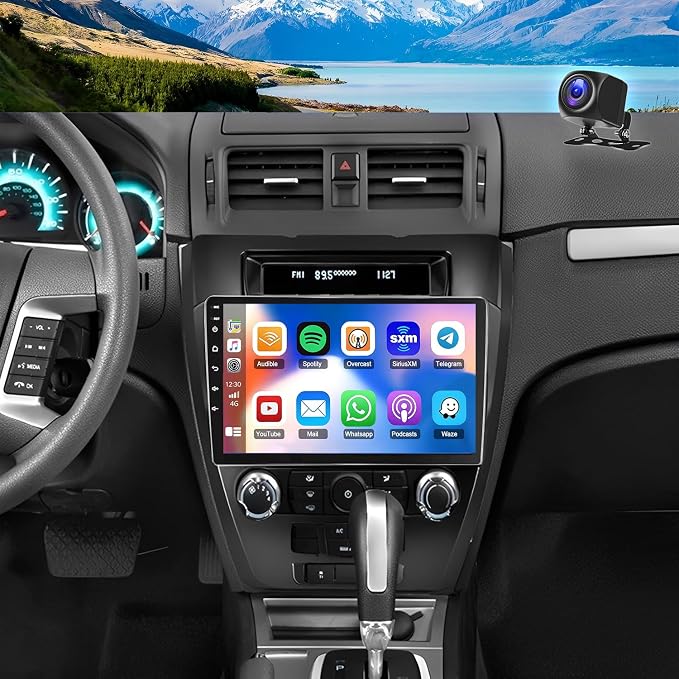 4+64G Android 14 Car Radio Stereo Upgrade for Ford Fusion/Mondeo/Mustang 2009-2012 10.1" Touch Screen GPS Navi Head Unit Radio Double Din w/Wireless Carplay & Android Auto Bluetooth DSP SWC WiFi FM