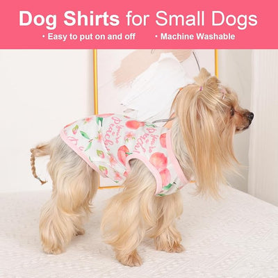 Dog Shirt Vest Dog Clothes for Small Dogs Boy Girl Stretchy Summer Puppy T-Shirts Soft Breathable Lightweight Puppy Sweatshirt Pet Cat Outfit (Peach, Large)