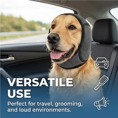 Zenpup Noise Cancelling Ear Wrap, Dog No Shake Ear Muffs Noise Protection Firework Thunder Vacuum, Comfortable Quiet Dogs Calming Hoodie, Adjustable for Grooming Bathing & Swimming (Blue, Large)