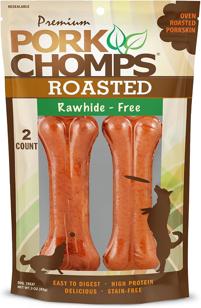 Roasted Pressed Pork Skin Dog Chews, 4.5-inch Bone, 2 Count