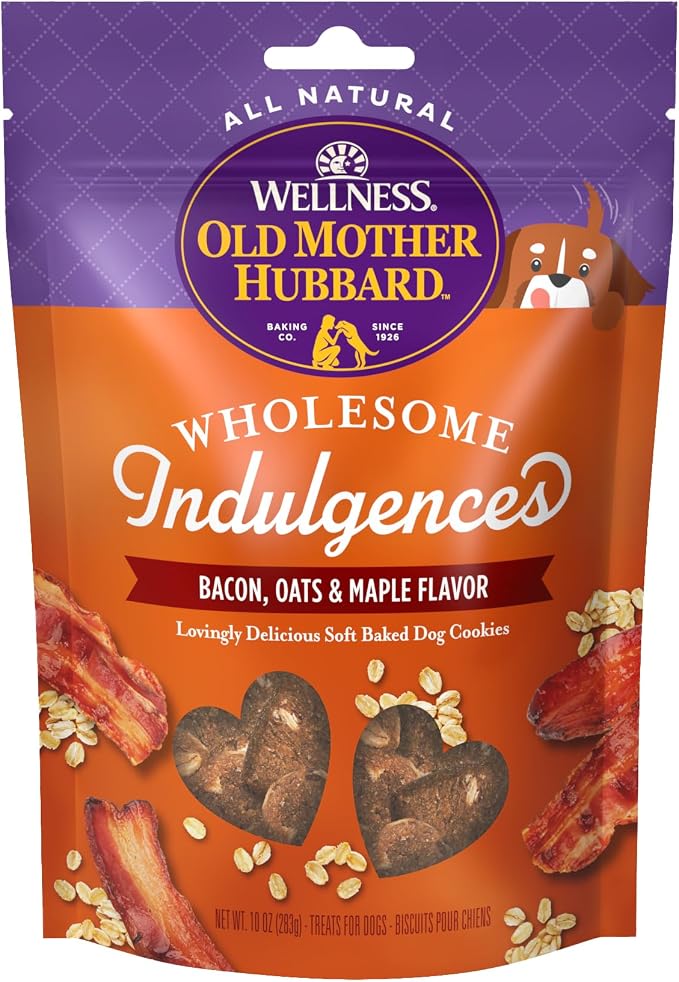 Wellness Old Mother Hubbard Wholesome Indulgences Soft-Baked Dog Biscuits, Natural Treats, Bacon, Oats, and Maple Flavor, 10 oz Bag