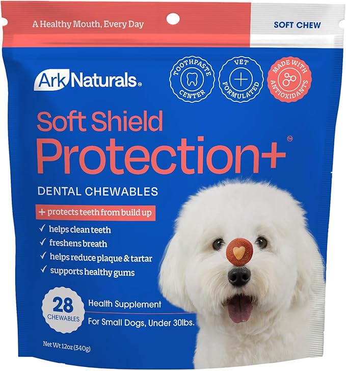 Soft Shield Brushless Toothpaste – Small Breeds, 12oz Bag – Soft-Baked Dog Dental Chew with Toothpaste Center – Prevent Plaque & Tartar and Freshen Breath with Dental Chews for Dogs