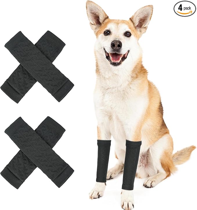 4 PCS Dog Sleeve to Prevent Licking, Lick Sleeve for Front Leg, Dog Leg Covers to Prevent Licking, Good for Tired Joint