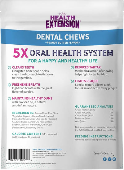 Health Extension Peanut Butter Dental Bones for Dogs, 14 Small Bones, Healthy Gums, Freshens Breath, Cleans Teeth, Training or Reward 6 oz Bag (Pack of 1)