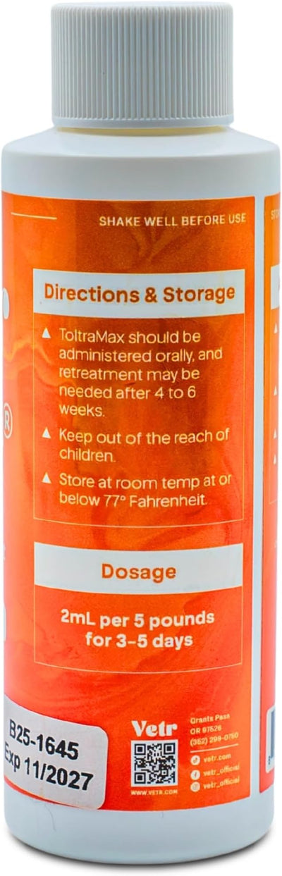 Toltrazuril 2.5% for Horses, Dogs, Cats, 120mL/4 Ounce, for Non-Food Chain Animals, Peanut Butter