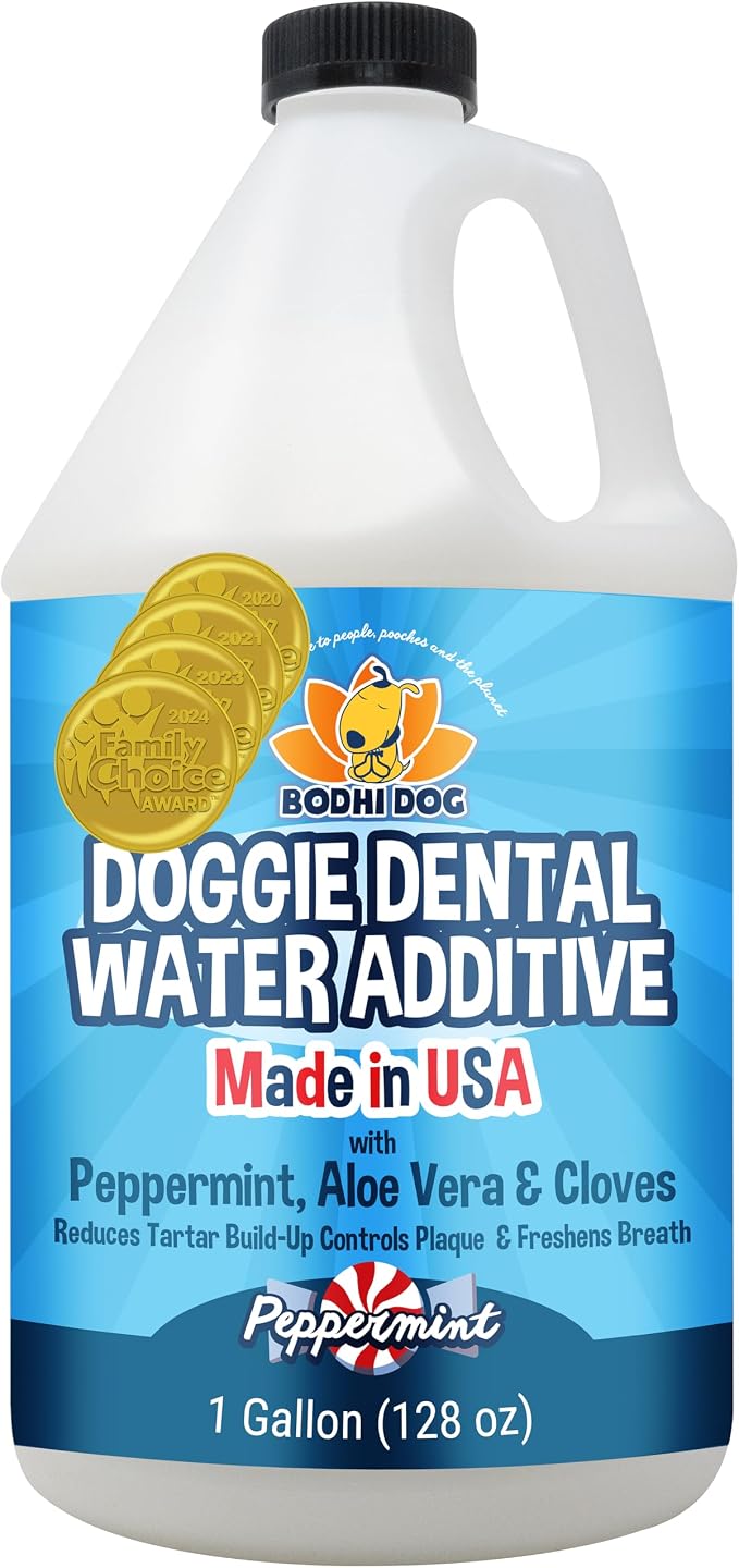 Peppermint Dental Water Additive for Dogs & Puppies - Freshens Breath, Reduces Tartar, Promotes Healthy Gums - Oral Care for Teeth & Breath - Supports Clean Mouth - Made in USA (128 Fl Oz)