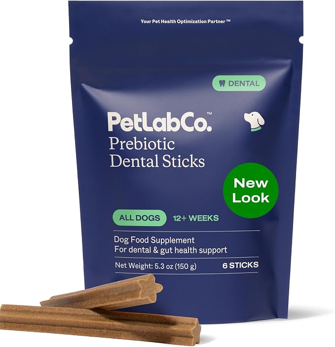 Dental Sticks – Dog Dental Chews -Target Plaque & Tartar Build-Up At The Source - Designed to Maintain Your Dog’s Oral Health, Keep Breath Fresh and Provide Digestive Help (6 Sticks)