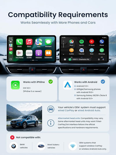 Wireless Carplay Adapter - Magic AI Box CarPlay Android Auto Wireless, Dual Wi-Fi & BT USB Playback, AI-Powered, OTA, Video Box for YouTube, Netflix, CB4CT-GY