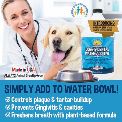 Bodhi Dog Peppermint Dental Water Additive for Dogs & Puppies - Freshens Breath, Reduces Tartar, Promotes Healthy Gums - Oral Care for Teeth & Breath - Supports Clean Mouth - Made in USA (128 Fl Oz)