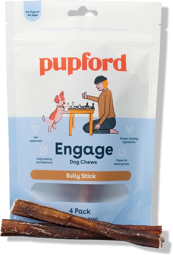 Thick Bully Sticks for Dogs & Puppies, Smoked for Improved Smell, Natural, Long-Lasting, Single Ingredient Chews for Small & Medium Breeds (6", 4 Count)