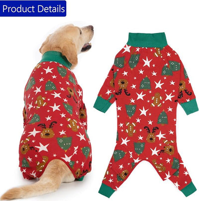 kzrfojy Dog Christmas Pajamas Dog Recovery Suit for Dogs After Surgery Female Male Medium Large Neuter Spay Onesie for Shedding Prevent Licking Surgical Wound Cone Alternative