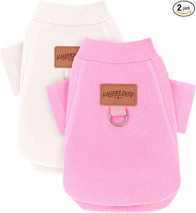 2 Pieces Dog Sweater Fleece Dog Winter Clothes for Small Dogs Girl Boy Turtleneck Puppy Sweatshirt Pet Clothing Pullover Sweaters Cat Apparel,XXS, (Beige+Light Pink)