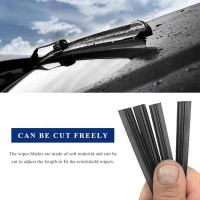 4 PCS Wiper Blade Refill, 16" Adjustable Boneless Rubber Windshield Wiper Strips, Frameless Insert Strips for Replacement Front & Rear Windscreen Wipers, Car Accessories