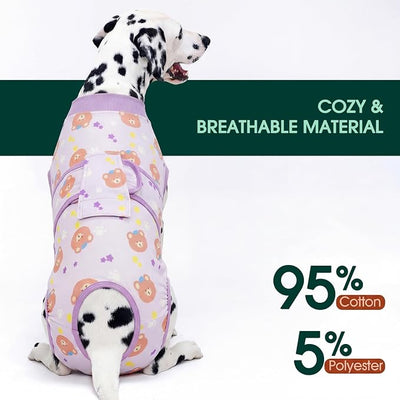 Kuoser Dog Surgery Recovery Suit, Soft Breathable Dog Recovery Suit for Female Spay Male Nueuter, Anti Licking Puppy Onesie Pet Surgical Suit for Dogs Abdominal Wounds Skin Disease, Bear L