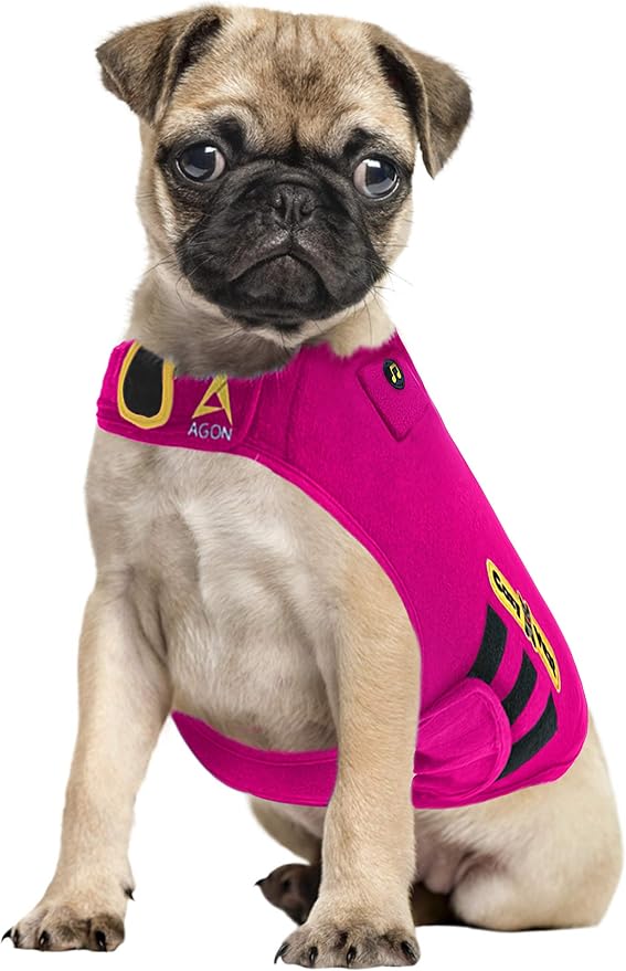 3-in-1 Anxiety Vest Music & Aromatherapy Dog Coat Relaxing Sound & Essential Oil Scent Canine Stress Relief Fireworks Thunder Separation Shirt Jacket Thunderstorm(Pink, Small [15-25 Lbs])