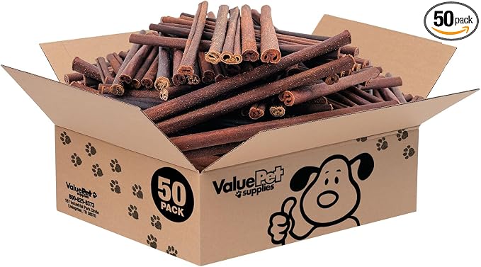 ValueBull Collagen Sticks for Dogs, 12 Inch Thick Chews, Natural Long-Lasting Dog Treats, 50 Count Bulk Pack - Supports Joints, Skin & Coat with Chondroitin & Glucosamine