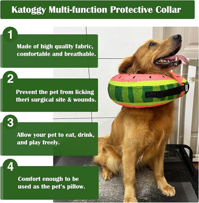 Inflatable Dog Cone Collar for After Surgery, Doggie Neck Blow up Donut Recovery ECollar, Soft Adjustable Dog Cone for Small Medium Large Dogs and Cats