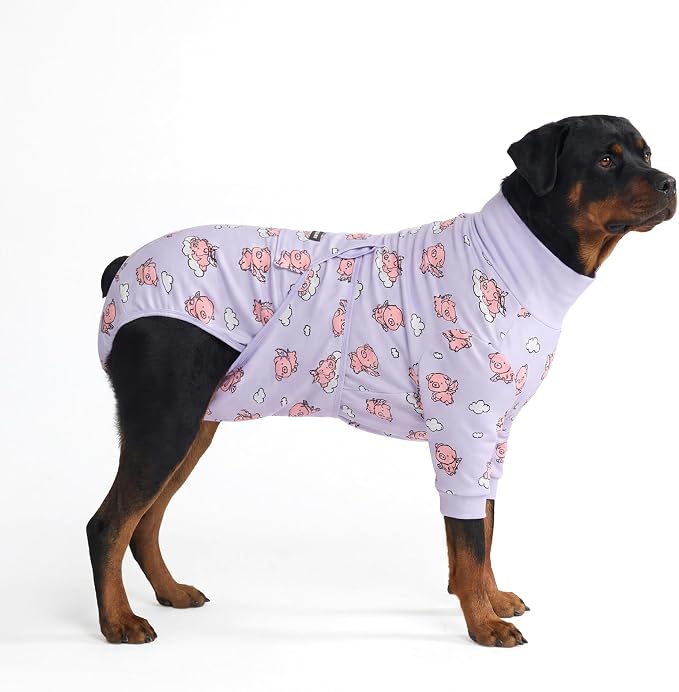Spark Paws Dog Surgery Recovery Suit – Dog Recovery Suit After Surgery, Anti-Lick Dog Onesie, Abdominal Wound Protector, Soft Cone Alternative for Spay Neuter Male Female Pet Recovery - Pigs Fly - 5XL