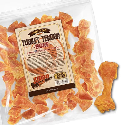 Gootoe Turkey Tendons for Dogs – All-Natural, Hypoallergenic Dog Treats, Rawhide Alternative, Long Lasting Puppy Chews, Healthy Dog Treats for Small Breeds, Bone (S), 1 lb