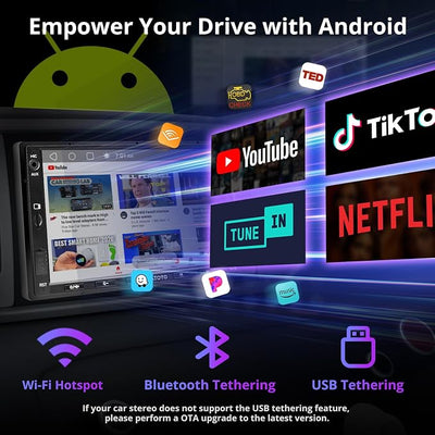 ATOTO A5L 7inch Android Double DIN Car Stereo, Wireless CarPlay&Android Auto, Wi-Fi/USB/BT Tethering, QLED Touch Screen Car CarPlay, DSP, MirrorLink, FM&SS Radio, HD LRV, HDMI Out, AI&GPS Tracking