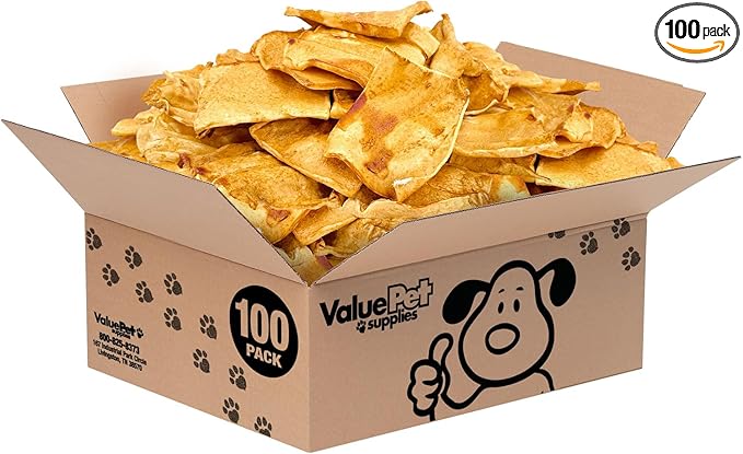 ValueBull USA Rawhide Chips, Chicken Infused, 100 Count Bulk Pack - Natural & Safe, USA Beef Hide, Long Lasting, Chemical Free, No Artificial Flavors