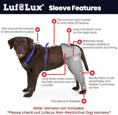 Dog Leg Sleeve for Stop Licking & Post-Surgery Recovery | Protects Injured Rear Legs from Excessive Licking & Scratching | Cone Alternative with Breathable Fabric | Easy to Use (Grey, Medium)