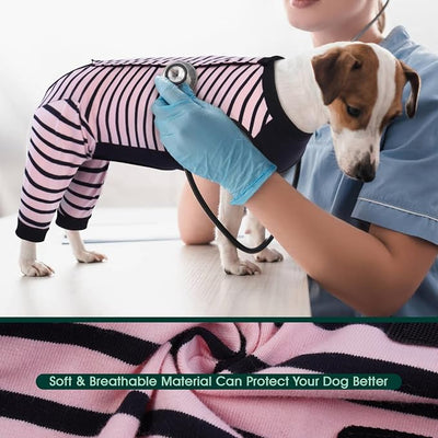 Kuoser Dog Recovery Suit with Anti Licking Rear Leg Sleeve, Pink 4XL | Abdominal Dog Surgical Suit with Pants Cover Protect Wounds, Dogs Elbow Protector Soft Pet Surgery Onesie Cone Alternative