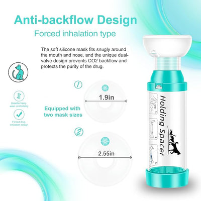 Cat Inhaler Spacer with Round Silicone Mask – Feline Aerosol Chamber for Cats with a Respiratory Condition (Includes 2 Mask Sizes)