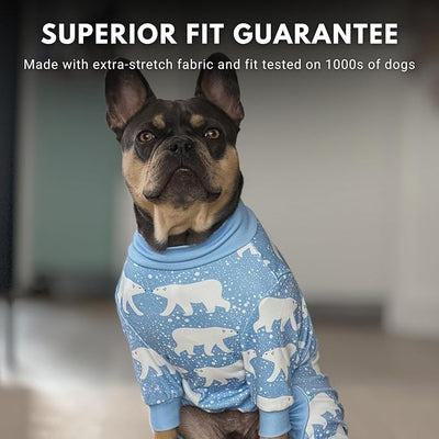 Spark Paws Dog Pajama, Dog Recovery Suit Male, Onesie, Ultra-Soft and 4-Way Stretch, for Small Medium and Large Breeds - Snowy Polar Bear - L