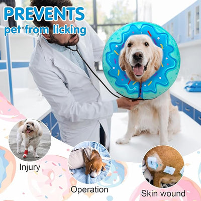 BEAUTYZOO Dog Cone Alternative After Surgery for Large Medium Small Dogs, Soft Inflatable Cone Collar for Dogs Cats, Pet Neck Donut E Collar Dog Recovery Collars to Stop Licking, Blue Donut, L